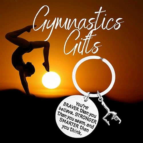 Miniatura 4 de Llavero con dije de gimnasia, inspirador You're Braver Than You Believe, Stronger Than You Seem & Smarter You Think Jewelry para gimnastas, equipos