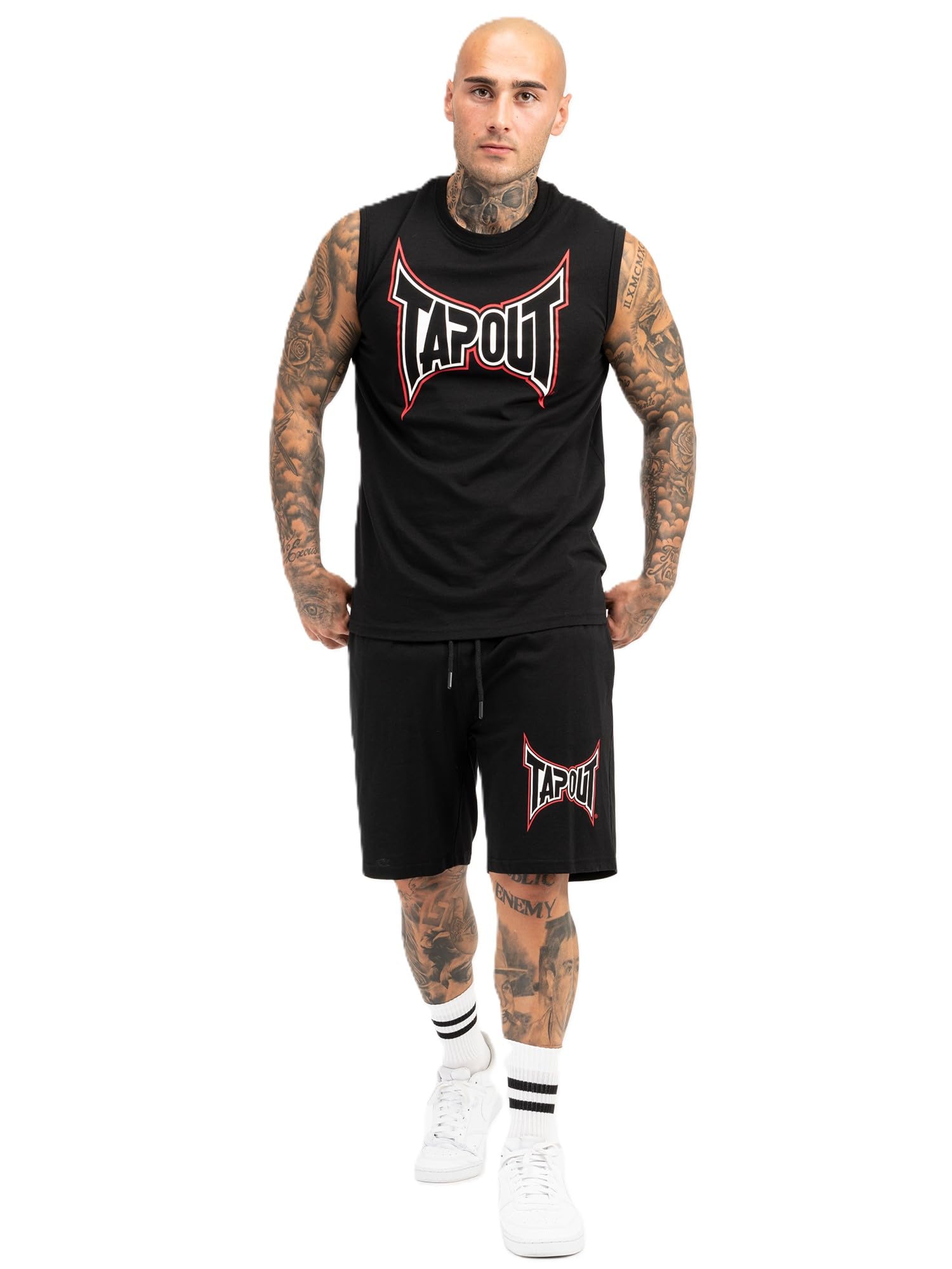 Tapout Men's Dorrisa T-Shirt & Shorts Set, Black/White/Red, S