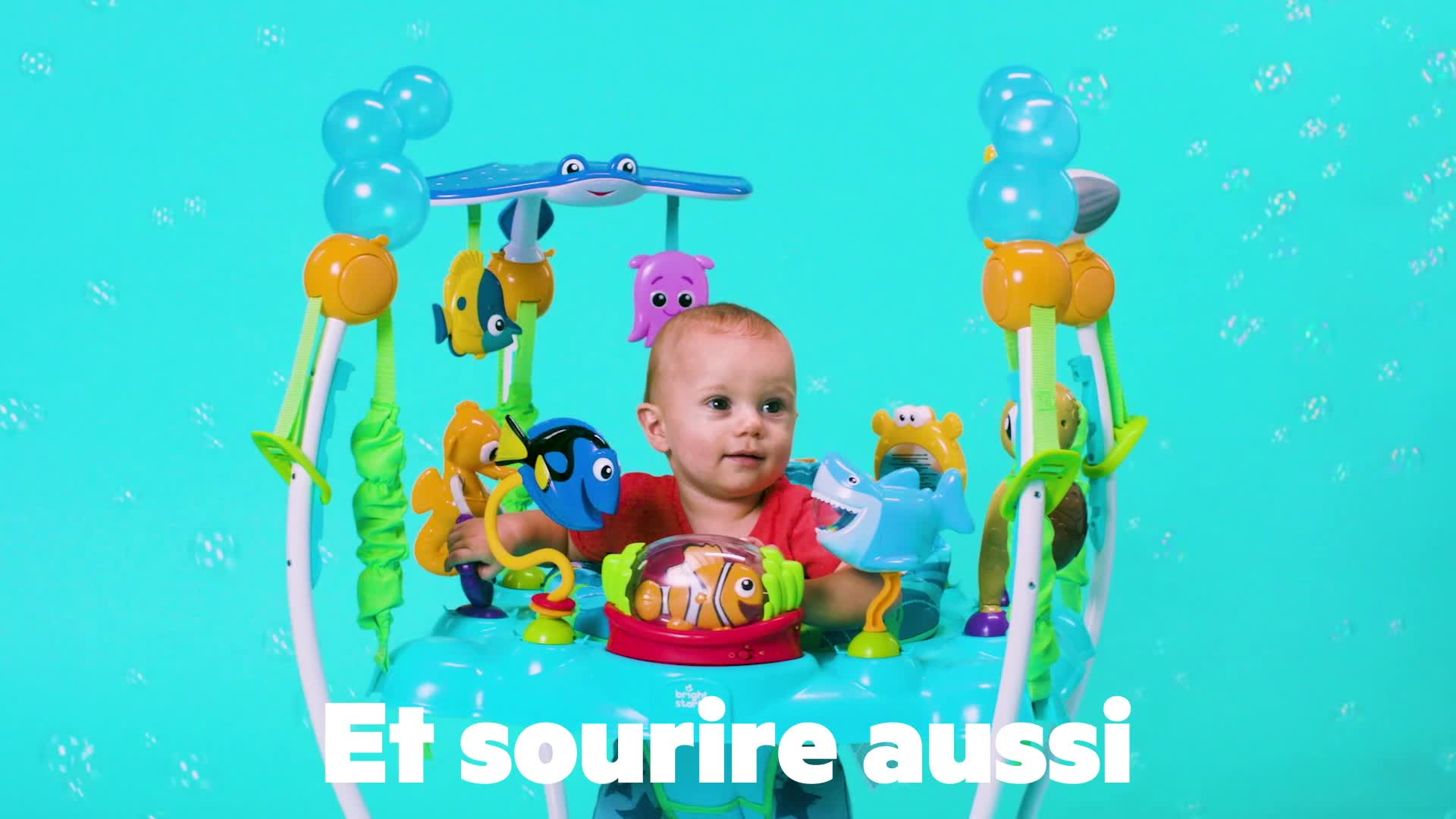 Bright Starts Disney Baby Aire D Eveil A Rebonds Le Monde De Nemo Avec Plus De 13 Jouets Et Activites Musique Et Lumieres Siege Rotatif A 360 Degres Amazon Fr Bebe Et Puericulture