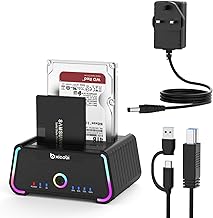 Hard Drive Docking Station , USB C Dual Bay Dock for 2.5/3.5" SATA HDD SSD, Hard Drive Reader Up to 5Gbps, Support UASP Offline Clone Function