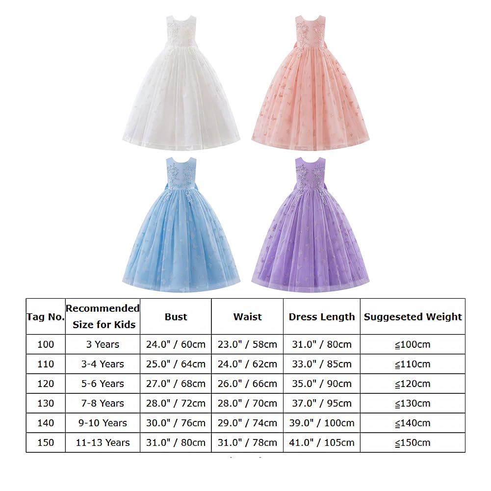 IWEMEK Abito da sposa per bambini senza maniche abito in tulle ragazza battesimo comunione compleanno sera compleanno festa di sposa con ricamo farfalla