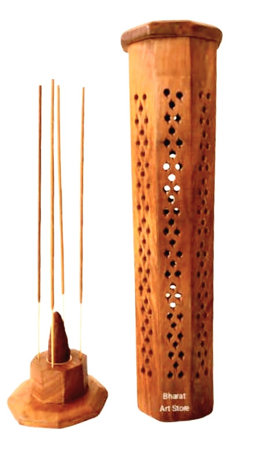 Bharat Store Wooden Agarbatti Stand with Ash Catcher & Dhoop Stick Holder, Agarbatti Stand Incense Holder |Wooden Incense Stick Holder for Home/Office Decor/Temple Decor (B0CMM85F4R) Amazon Price History, Amazon Price Tracker