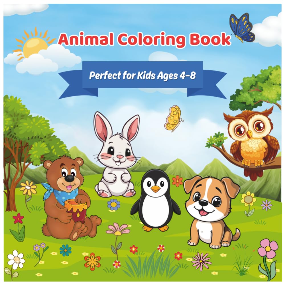 Animal Coloring Book for Kids Ages 4–8: Fun & Cute Animal Coloring Pages with Big Pictures