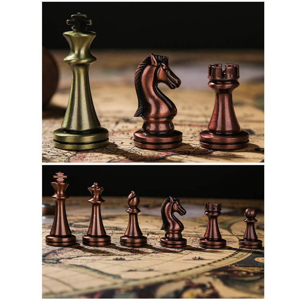 21in Unique Chess Sets and Boards, 2 in 1 Folding Wooden Chess Set for