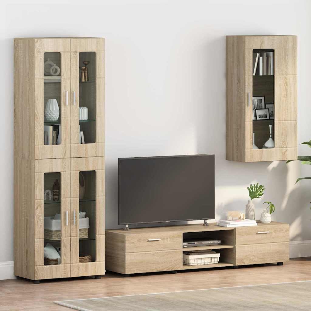 Armadio in legno di quercia Sonoma, con 1 anta e 2 ripiani, moderno spazio per soggiorno, ufficio, sala familiare, robusto spazio interno, finitura opaca