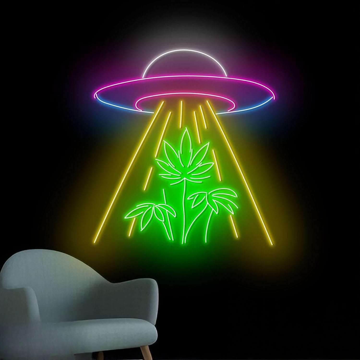 Raum Grün Unkraut LED Neon Schild für Wanddekoration USB verstellbare Helligkeit Wohnzimmer Bars Pub Club Versammlungen Kunst Wanddekoration