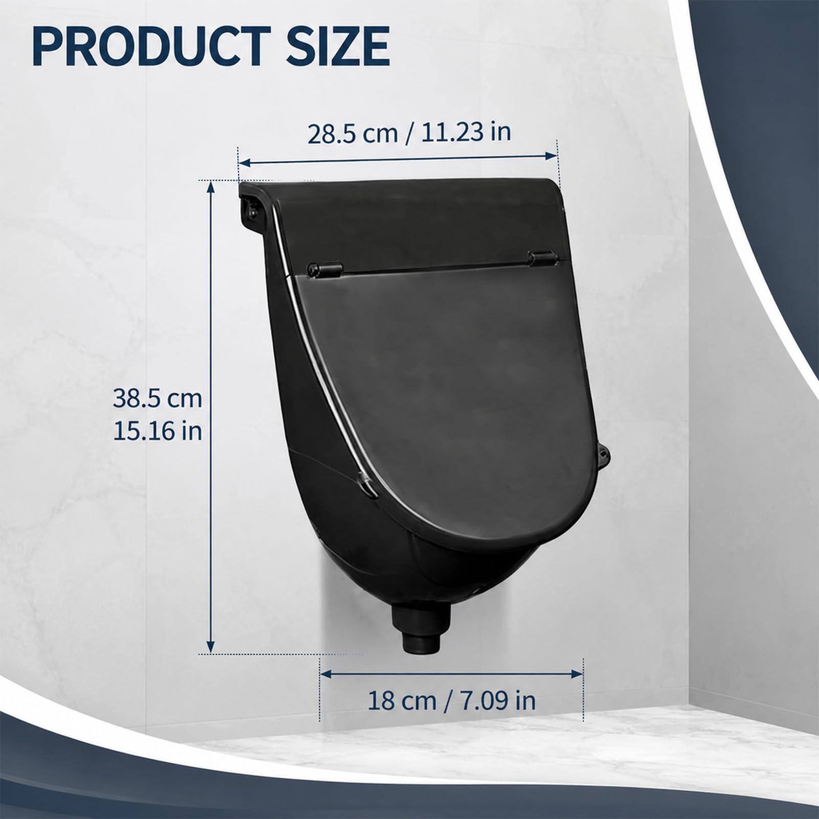 Wandurinal Männer, Urinal für Männer, Wasserloses Urinal mit Spritzschutz
