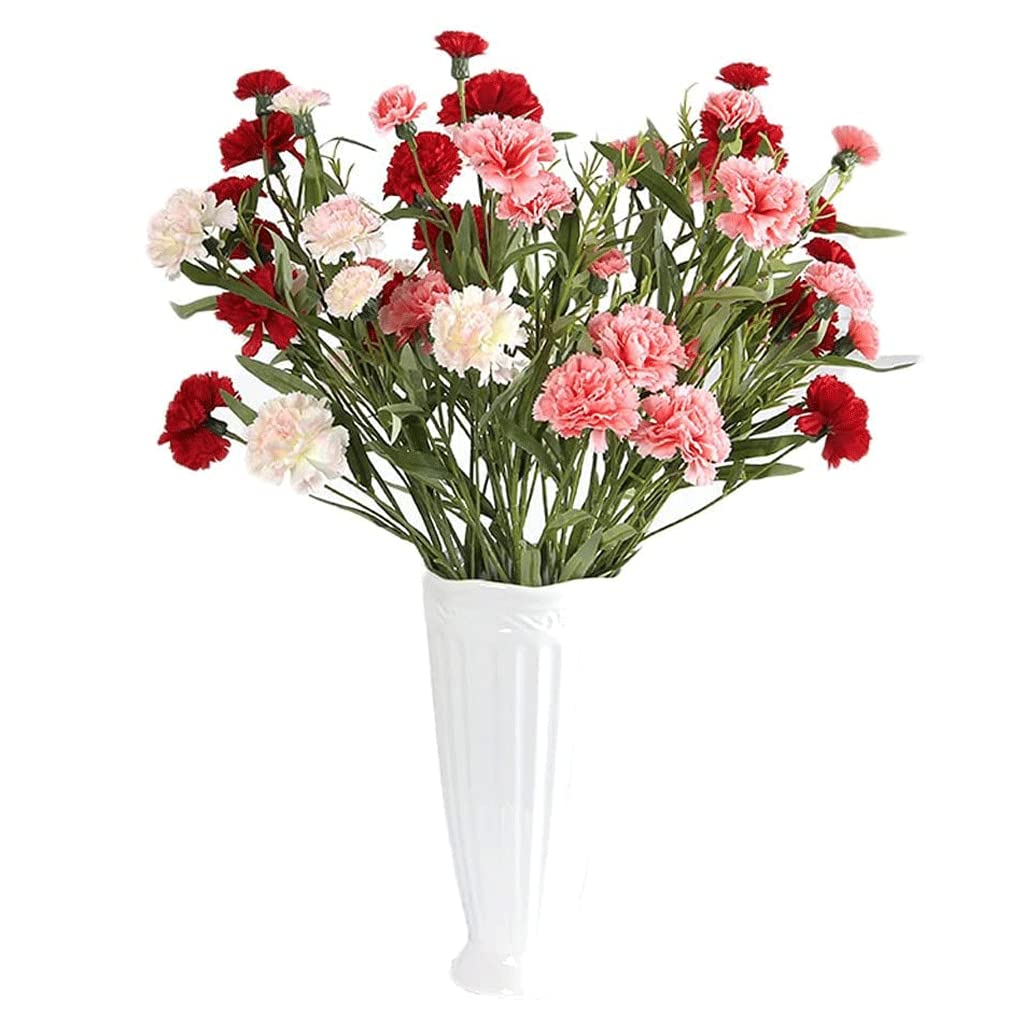 MYUYEE Artificial Flowers For Decoration Artificial Flower Carnation With Ceramic Vase Artificial Flowers For Home Decor Indoor Artificial Flower Arrangement Artificial Flowers(Roze-C)