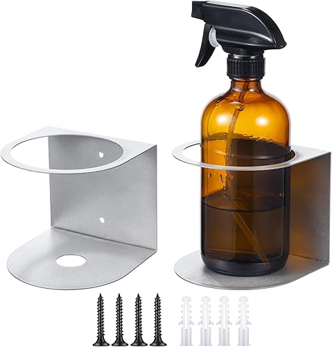 Gerrii Soporte para botellas de aerosol de acero inoxidable cepillado, 2 piezas, estante de almacenamiento para el hogar, garaje, soporte para latas