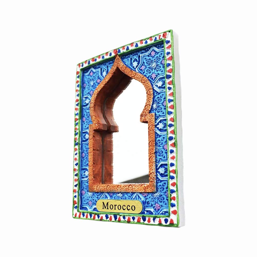 Wedare Magnet Souvenir Morocco Carving 3D Fridge with Mirror Gift,Handmade Home & Kitchen Decoration Morocco Refrigerator Collection