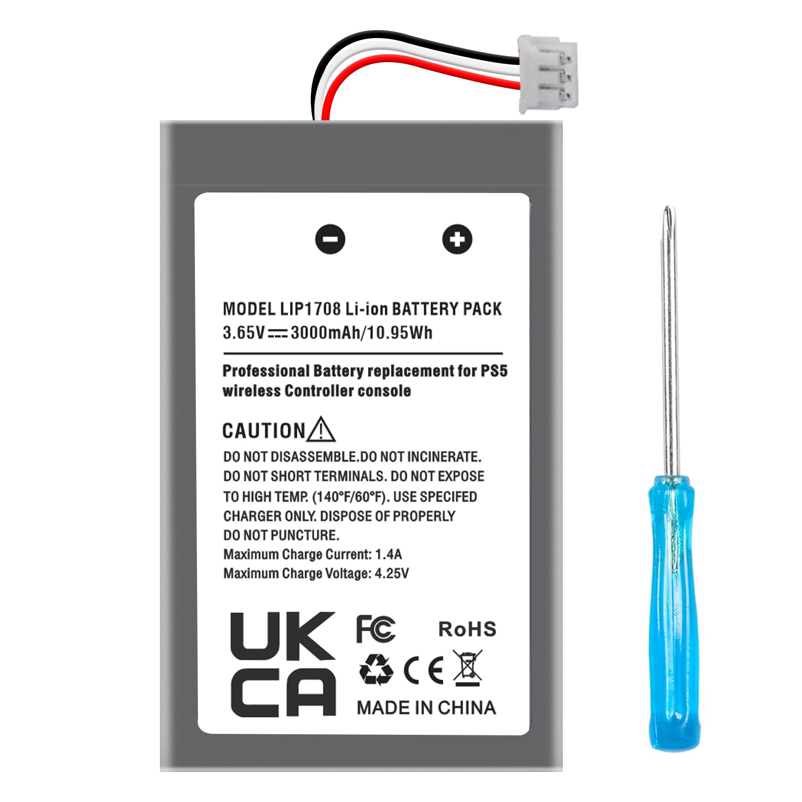 Batteria per controller PS5, YISHDA 3000 mAh LIP1708 PS5 per Sony PlayStation 5 PS5 DualSense CFI-ZCT1W Wireless Controller