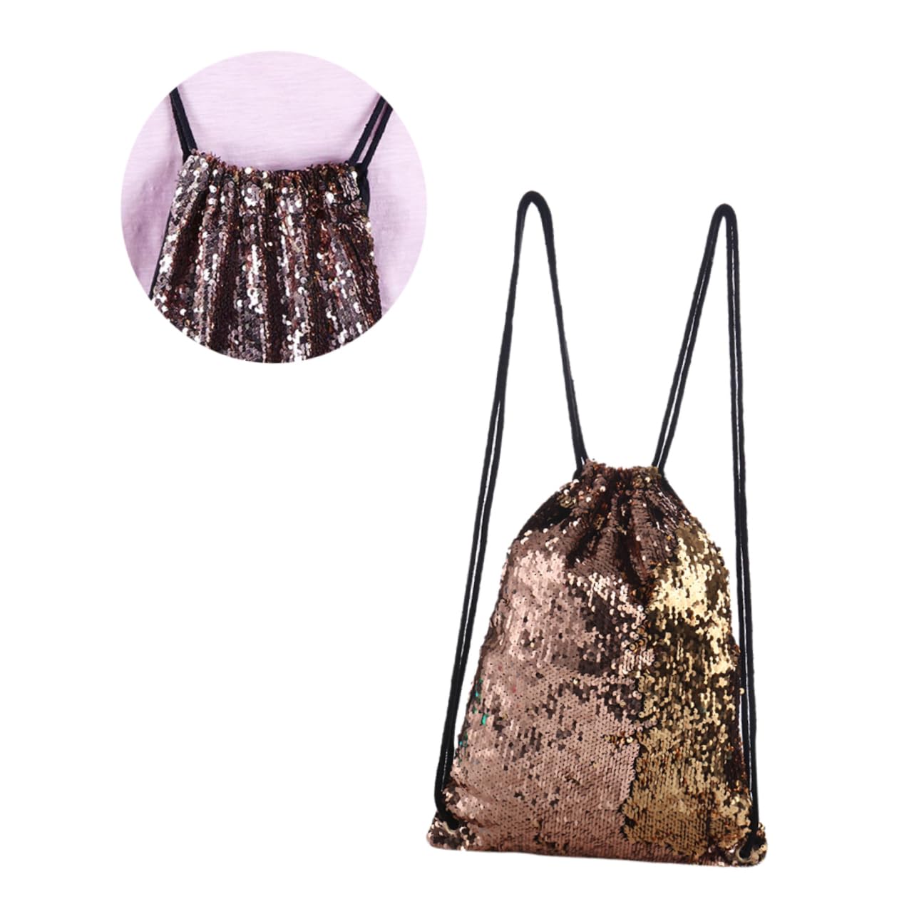 2 Piezas mochila de viaje bags shopping bag sports bag bolsa de deporte bolsa de playa aire bolso con cordón de lentejuelas mochila con brillo bolsa de baile