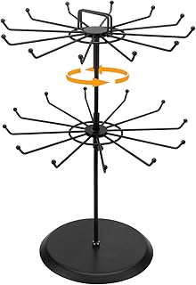 MyGift 2 Tier Black Metal Rotating Necklace and Bracelet Organizer Jewelry Stand with 24 Hooks, Multipurpose Accessory and...