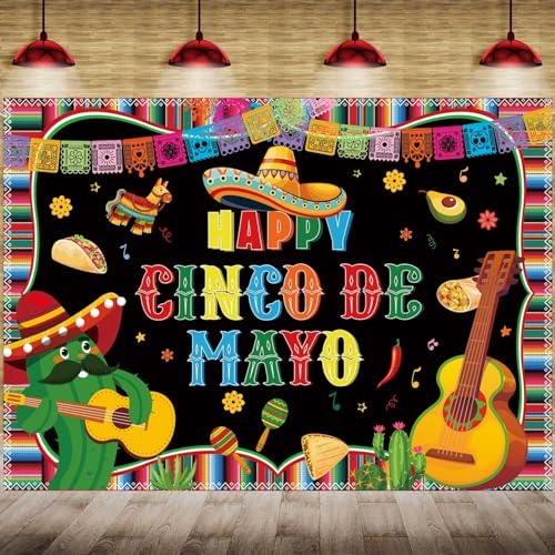 Toile de fond Cinco de Mayo 2,4x1,8m pour cacher un mur et décorer votre fête