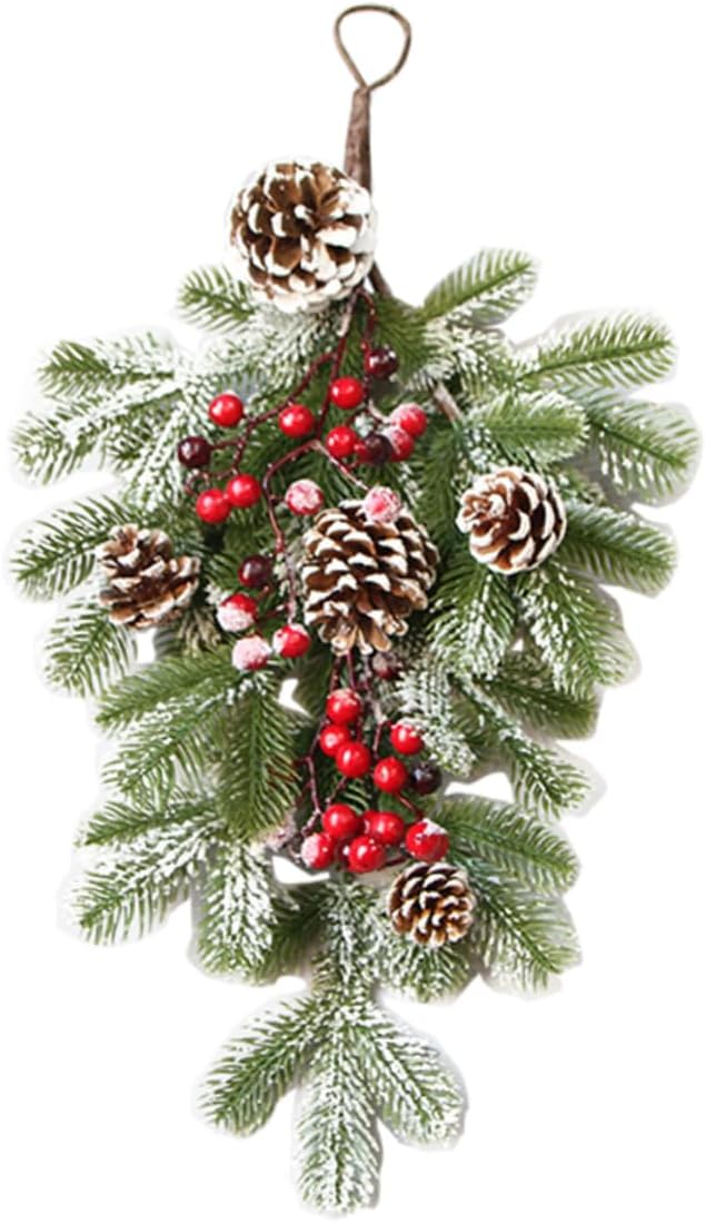 Wreath Pine Cone and Rattan Festive Door Hanging Decoration for Holiday Cheer Realistic Texture for Home Decor Ornament for Parties
