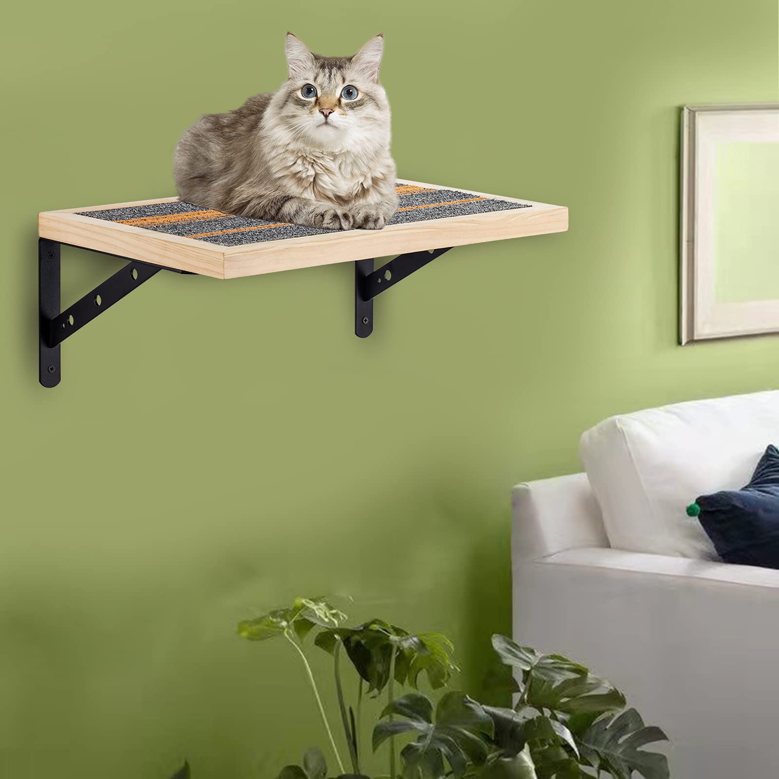 Purife Wood Cat Wall Perch & Shelves Handcrafted Wall Mount Cat