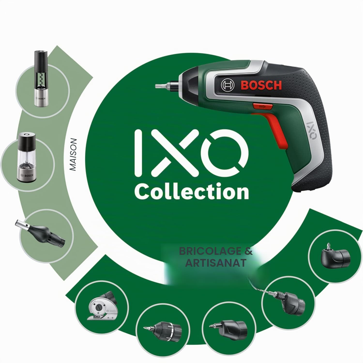 Bosch Visseuse sans fil compacte IXO (7e génération, 3,6 V/2,0 Ah, 5,5 Nm, câble micro-USB, compatible avec les adaptateurs IXO Collection, jusqu'à 190 vis à vis, valise)