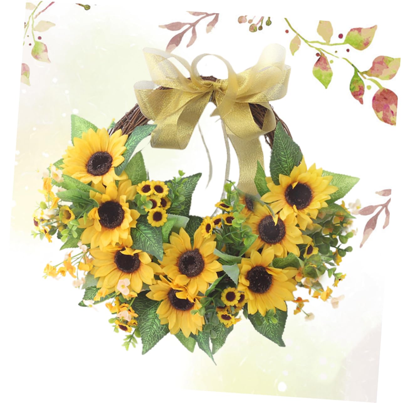 Garneck 1pezzi Ghirlanda Da Porta Con Girasoli Decorazione Per Porta d Ingresso Ornamento Giallo Con Fiocco Adatta Per Soggiorno Sala Lettura Camera Da Letto e Sala Giochi