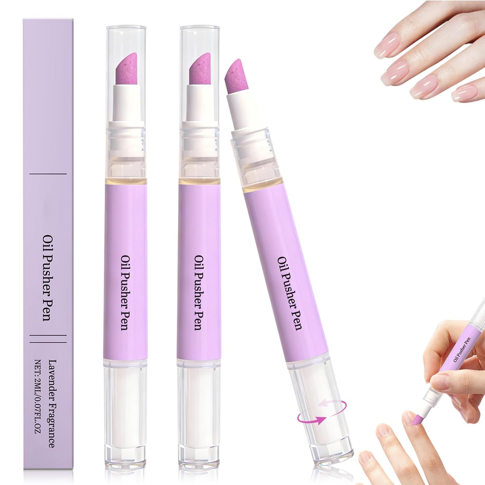 2-in-1 Ceramic Cuticle Pusher & Oil Pen - Nail Care Tool for Dry Nails & Hangnails, Enhances Nail Luster(3pcs)