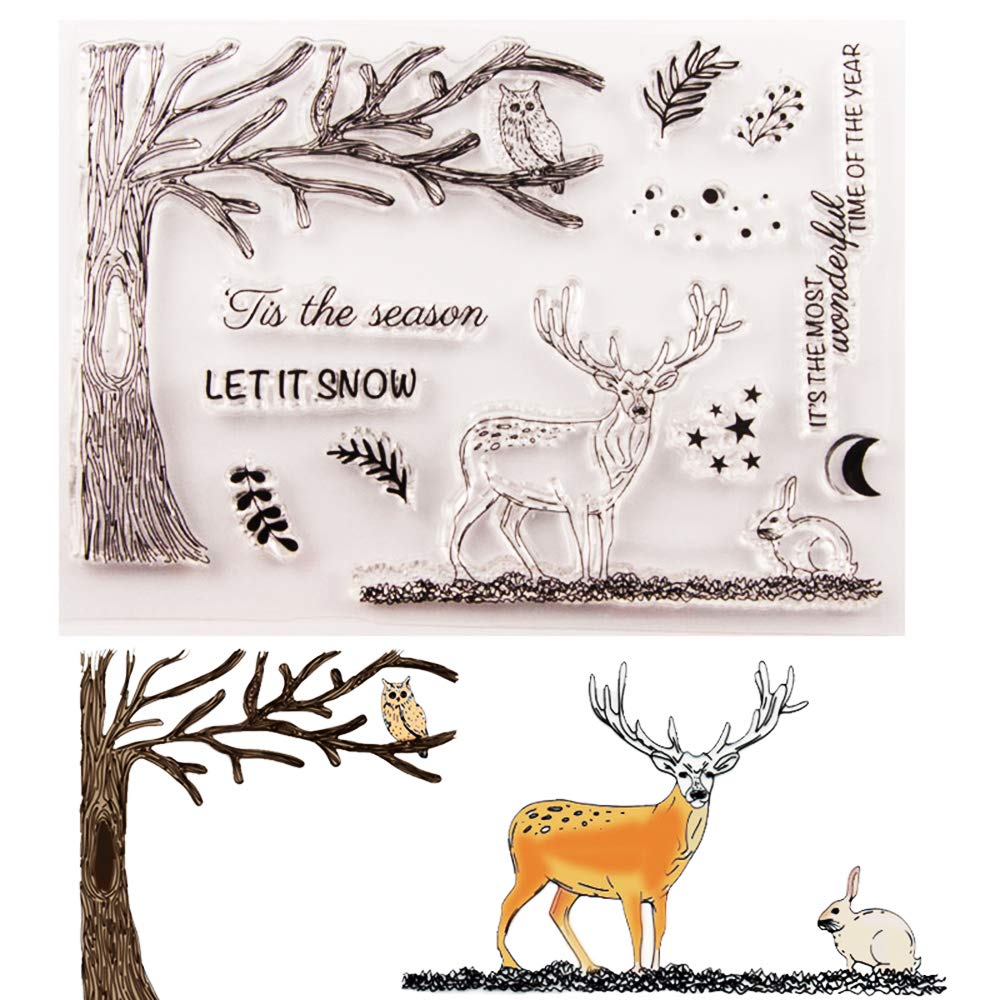 XTUDOU 8 Pezzi Timbri in Silicone, Animali Piante Timbri Silicone Scrapbooking Consegnare