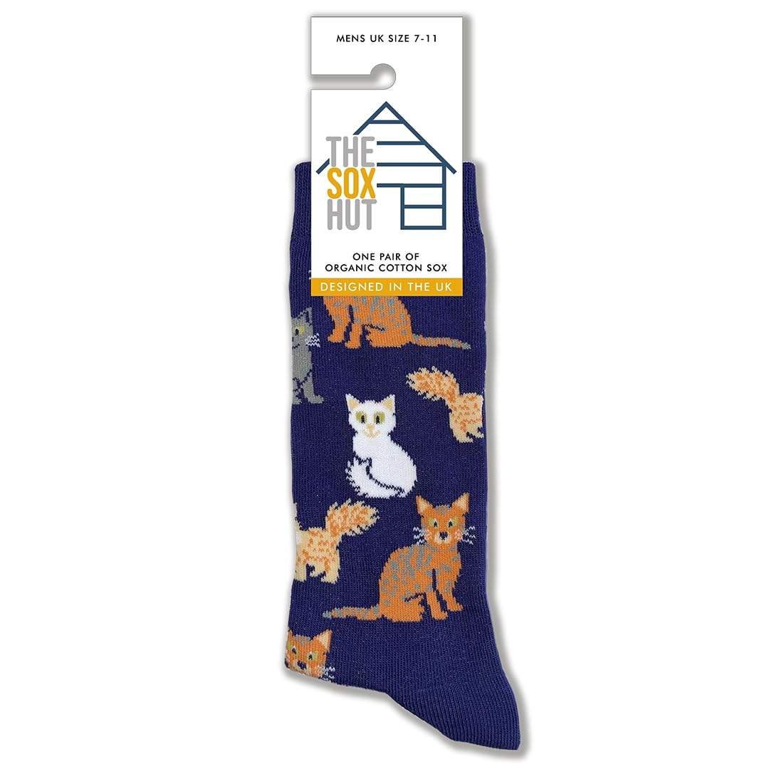 The Sox Hut Men's Multi Allover Cats Socks, Size 7-11, Ladies Size 4-8, Cat Theme (Uk, Numeric, 7, Regular, Regular, Standard, )