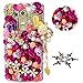 STENES Bling Phone Case Compatible with LG K51 - Stylish - 3D Handmade [Sparkle Series] Heart Pendant Dance Butterfly Flowers Sparkly Diamond Rhinestone Design Cover Case - Pink