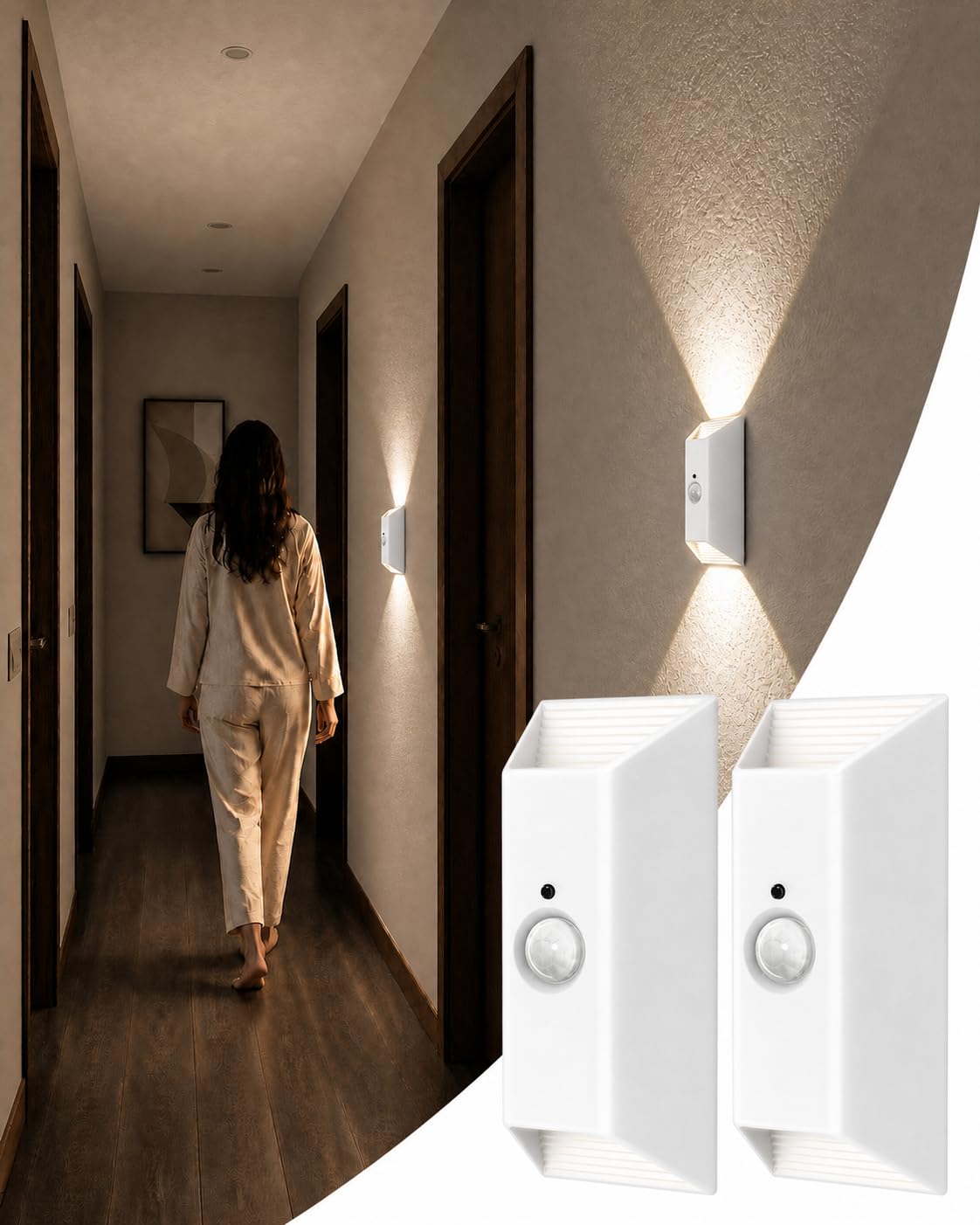Photo 1 of EZVALO Motion Sensor LED Wall Light - Wireless, Dimmable, 3 Color Temps, White
