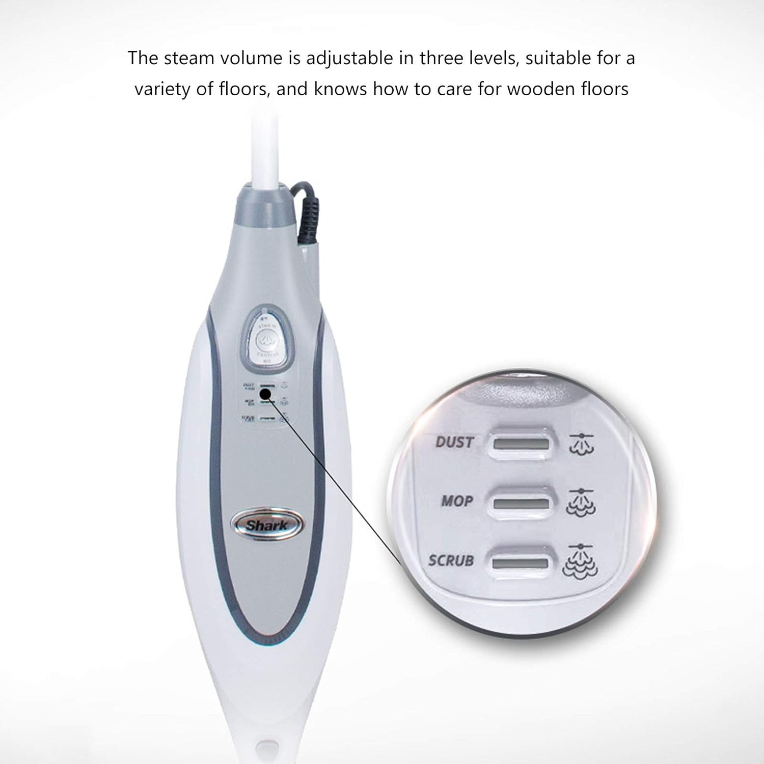 Hard Floor Steam Mop 1300W Handheld Steamer Floor Mop and Carpet Cleaner Convenient Detachable Steam Cleaner for Living Room Bedroom Dining Room White