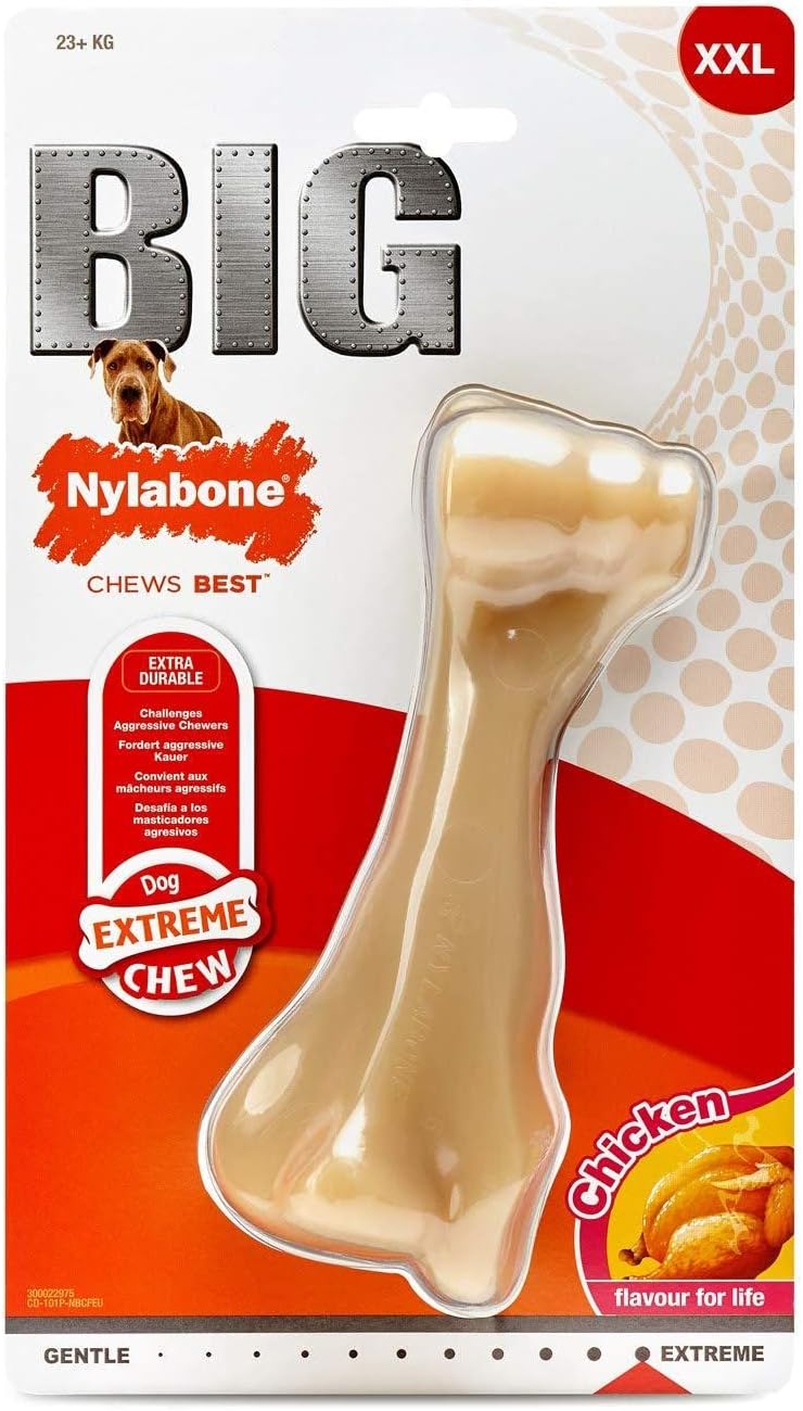 Nylabone Extreme Tough Dog Chew Toy Monster Chicken Thigh, Cleans Teeth