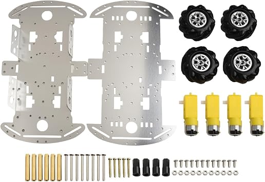 DIY Mecanum Wheel Robot Car Kit, 4 Wheels Metal Chassis and TT Motor Smart Robot 4WD Car, For Raspberry Pi for Arduino Platforms