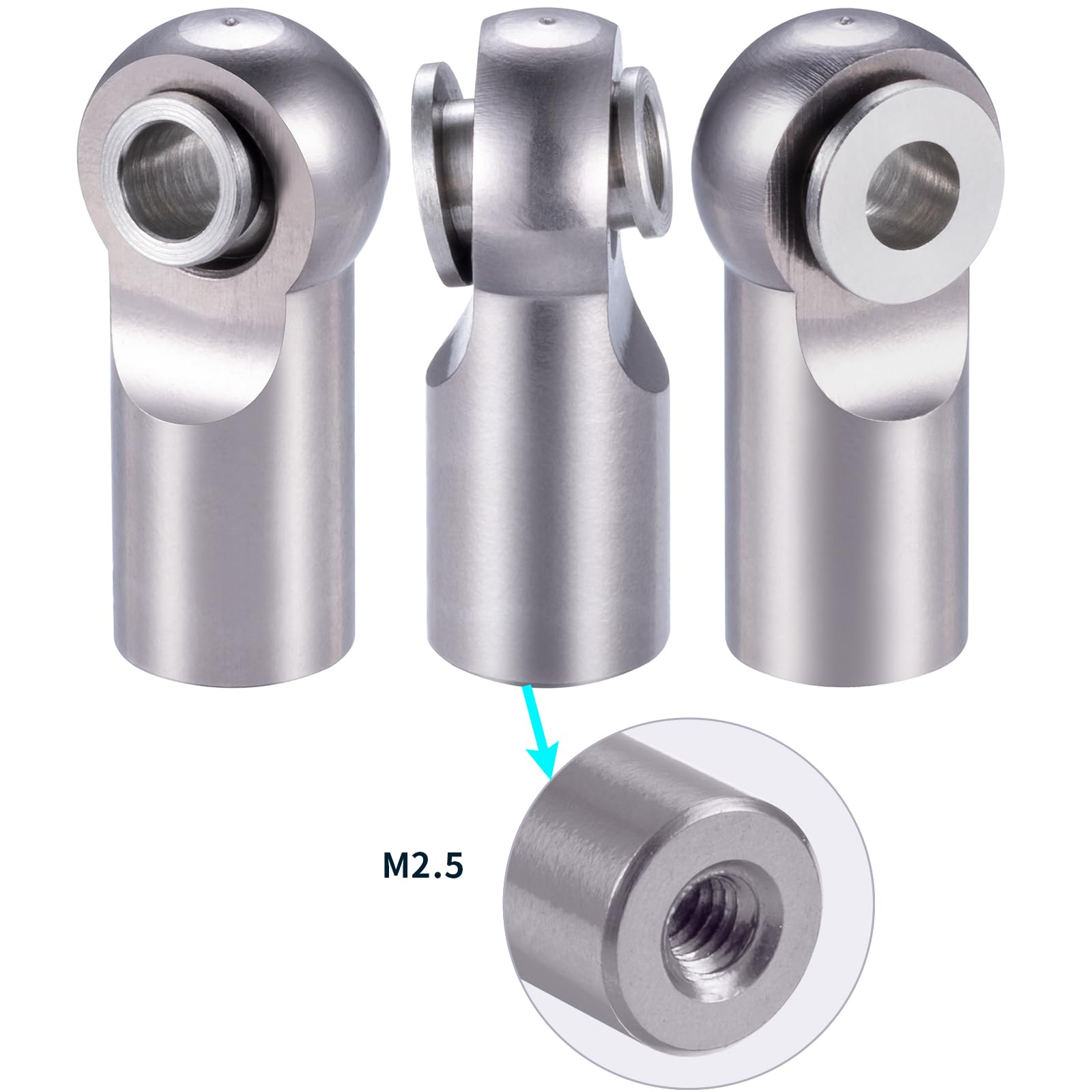 10pcs Metal Tie Rod End Balls M2.5 Ball Joint Head for RC Crawler Car Upgrade Parts (Titanium)