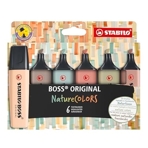 Stabilo Boss Original Naturecolors EO70/6-2-2 Zakreślacze do Tekstów, Wielokolorowy, 6 sztuk