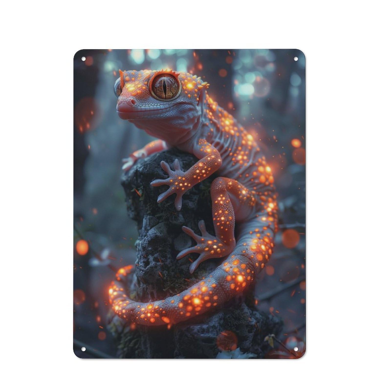 Junmoney Gecko Metal Plaque 40X30cm With For Workshop Wall, Retro Decor, For Garage, Workshop And Man Cave Decoration