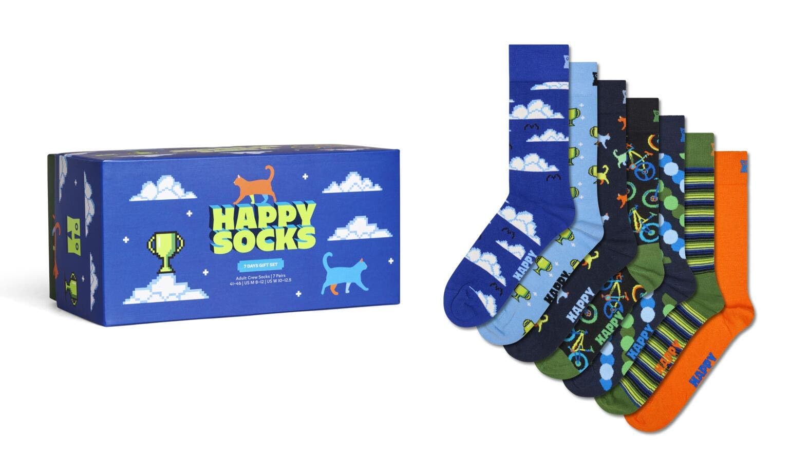 Happy Socks Calcetines altos con divertido estampado de animales para hombre y mujer, 36-40 y 41-46, llamas, leopardo, flamenco