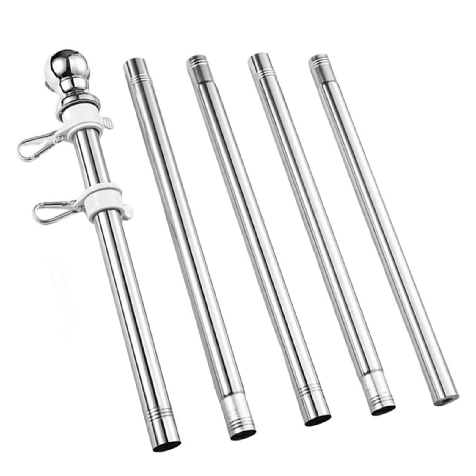 ZERONOWA Flag Pole Banner Flag Pole Banner Pole National Flag Corporate Flag Safety Flag Holidays Hoisting For Flags (Silver)