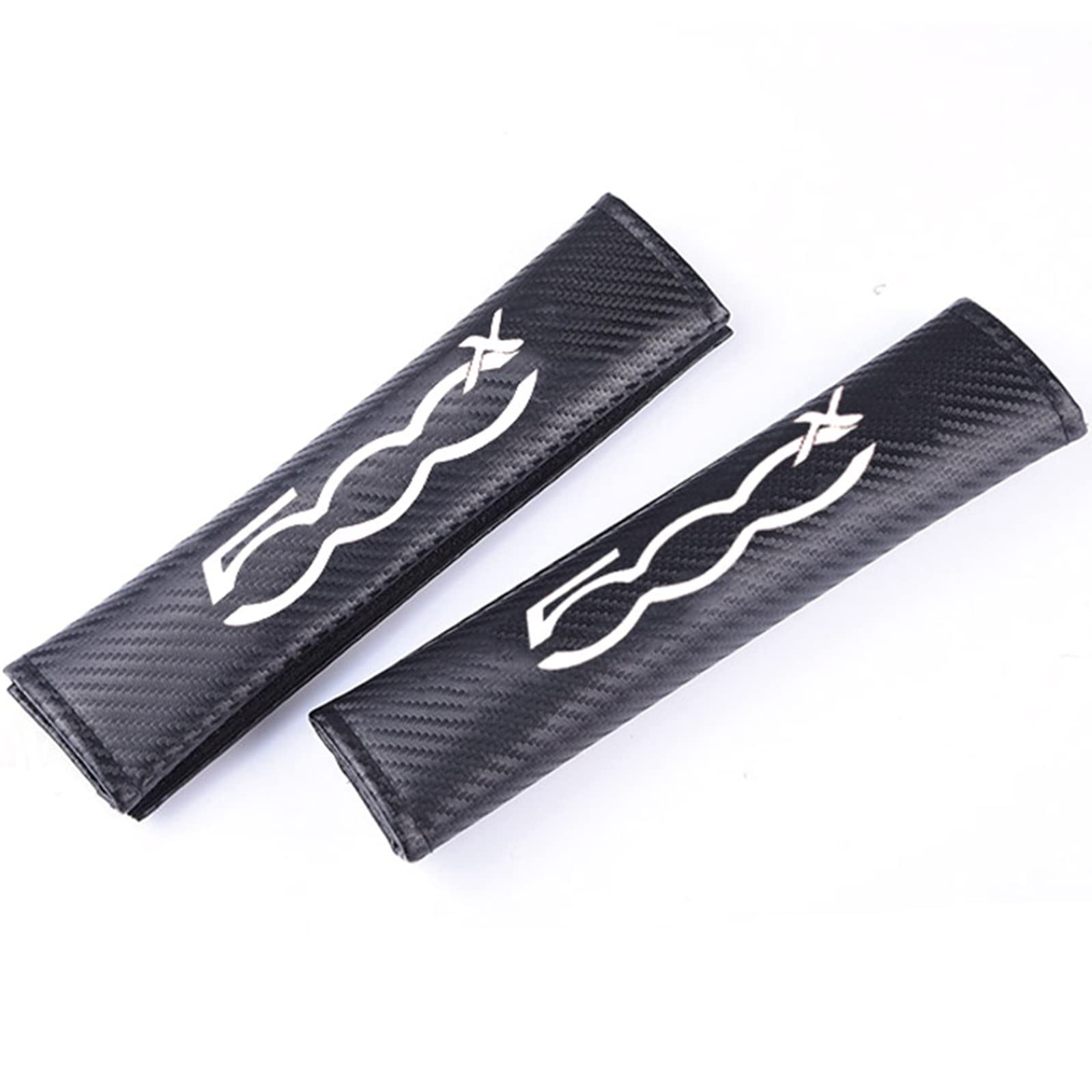 Eagleg Women's Black 2 Pcs Carbon Fibre Car Seat Belt Pads, For Fi-At 500X, Comfort Seatbelt Padding Shoulder Protector Cover Car Harness Cushion Interior Styling Accessories,