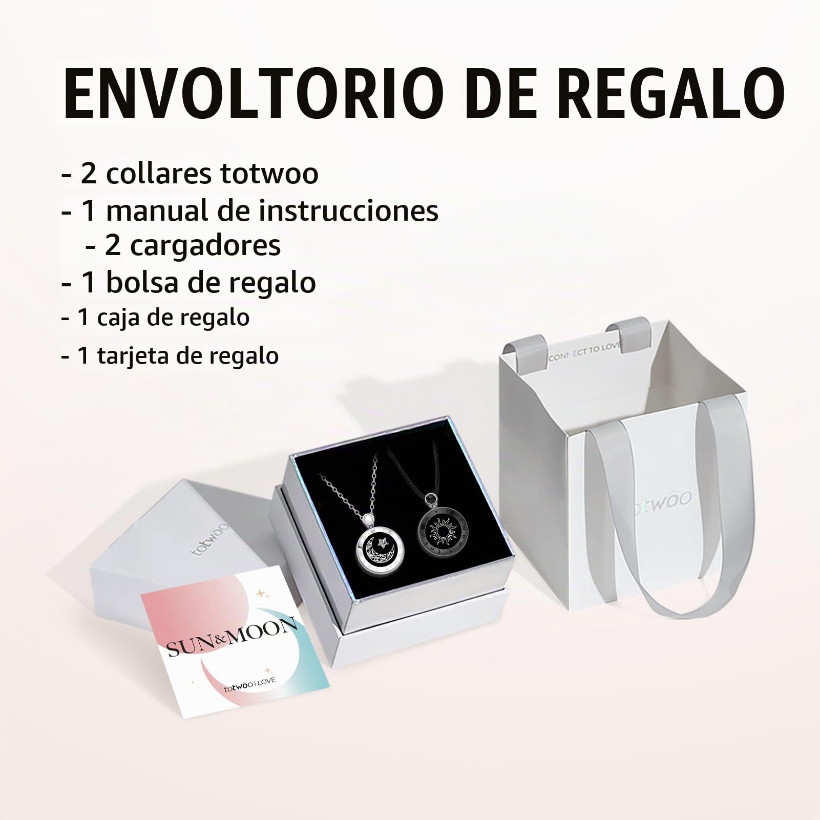 TOTWOO Collares Táctiles para Parejas con Vibración y Luces – Conexión Bluetooth para Relaciones a Distancia – El Regalo Romántico que Acerca los Corazones