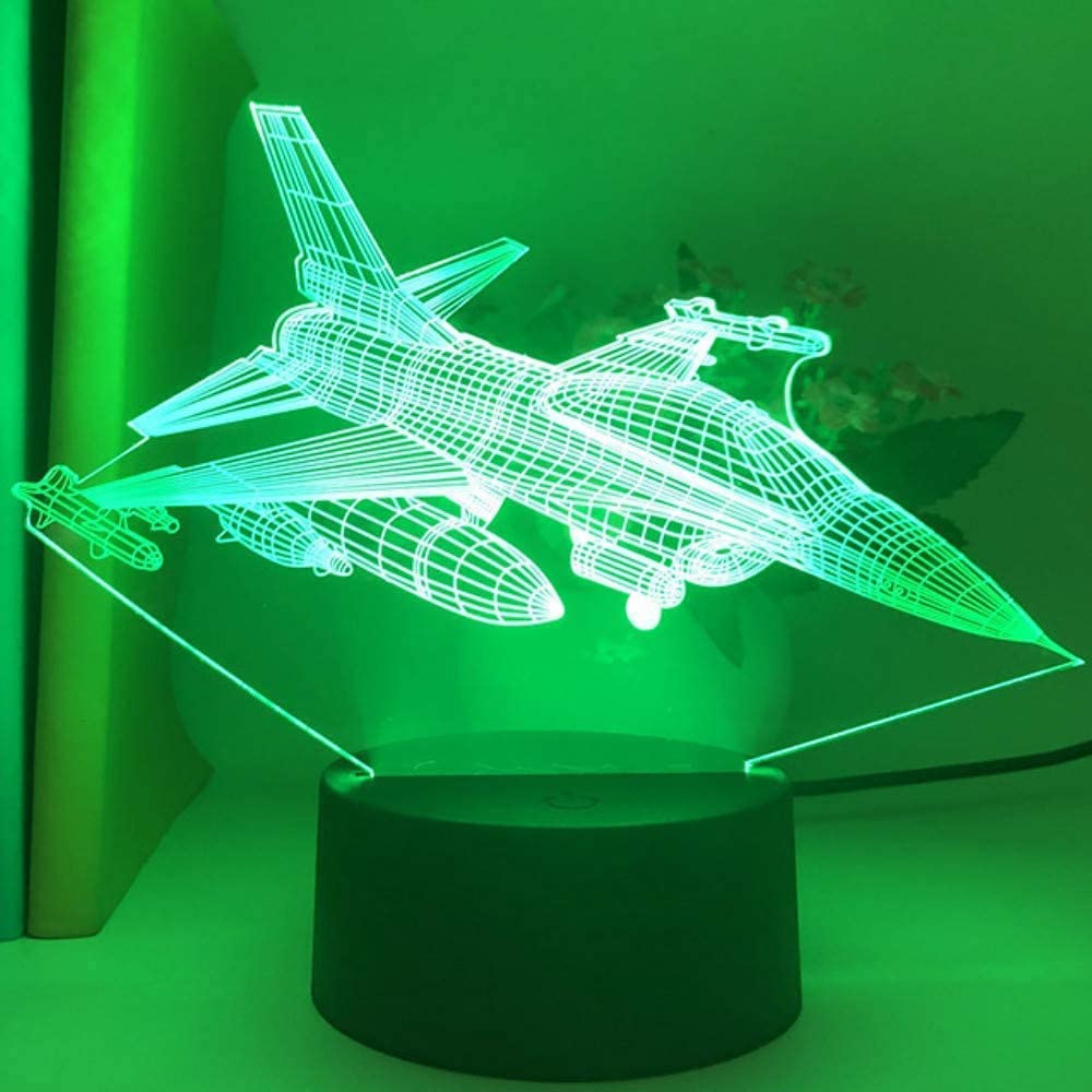 SKPELL Veilleuse Avion 3D Lampes LED 16 Couleurs Interrupteur Tactile à Changement Progressif Lampe De Table USB Pour Cadeaux De D'anniversaire Noël Ou Décorations