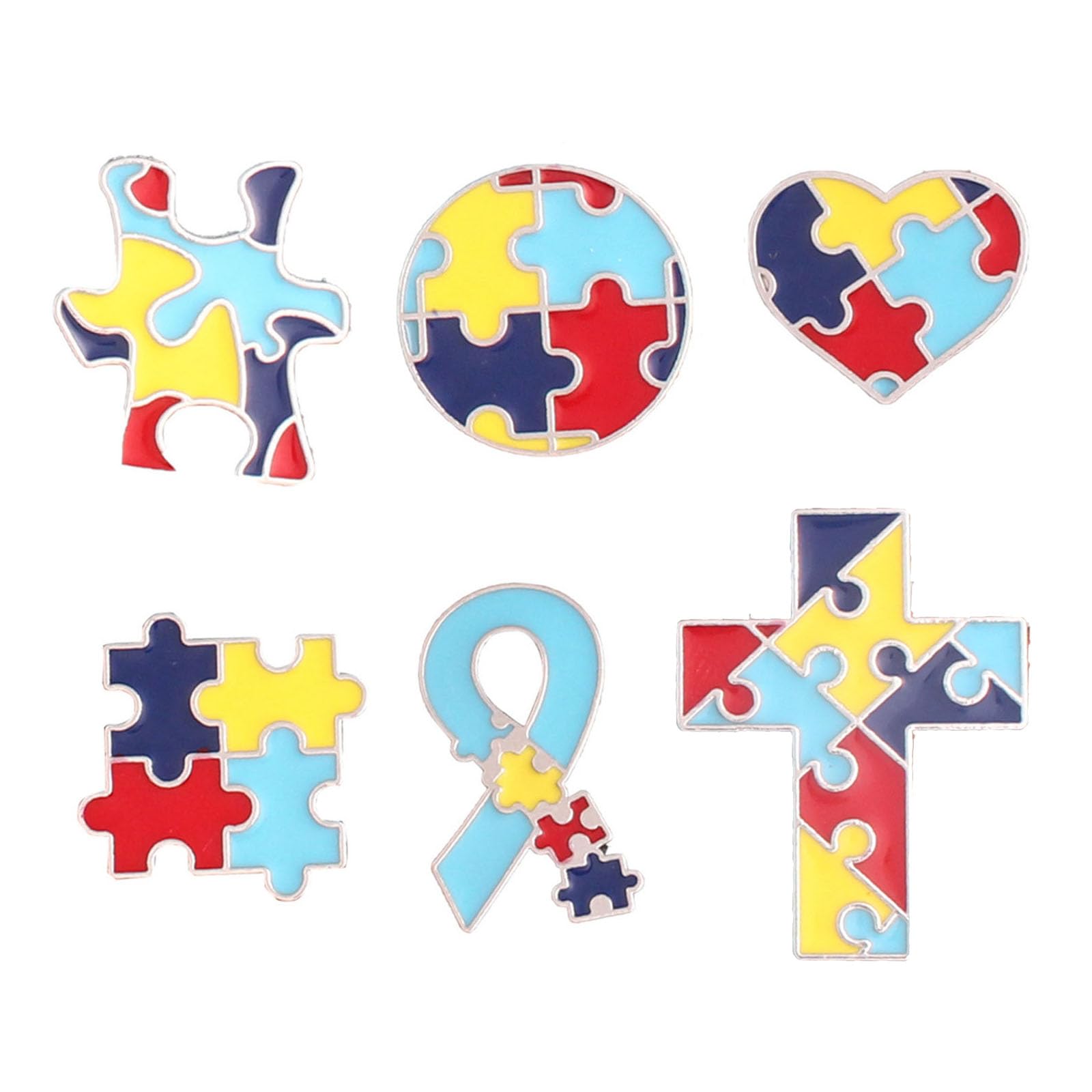 YHAILI Autism Awareness Pin 6 Pcs Awareness Pins Lapel Pins Badge Brooch Symbols of for Hats and Backpacks