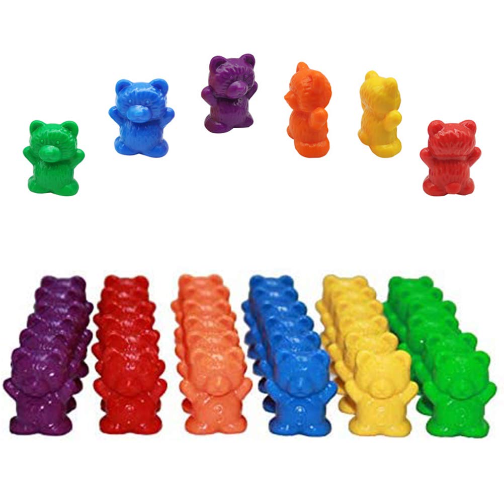 BSTCAR 60 Pieces Counting Sorting Bears Toys Four Colors Counter Set Rainbow Bear Toy Activity Counting Matching Games for 3 4 5 Yes (As Shown)