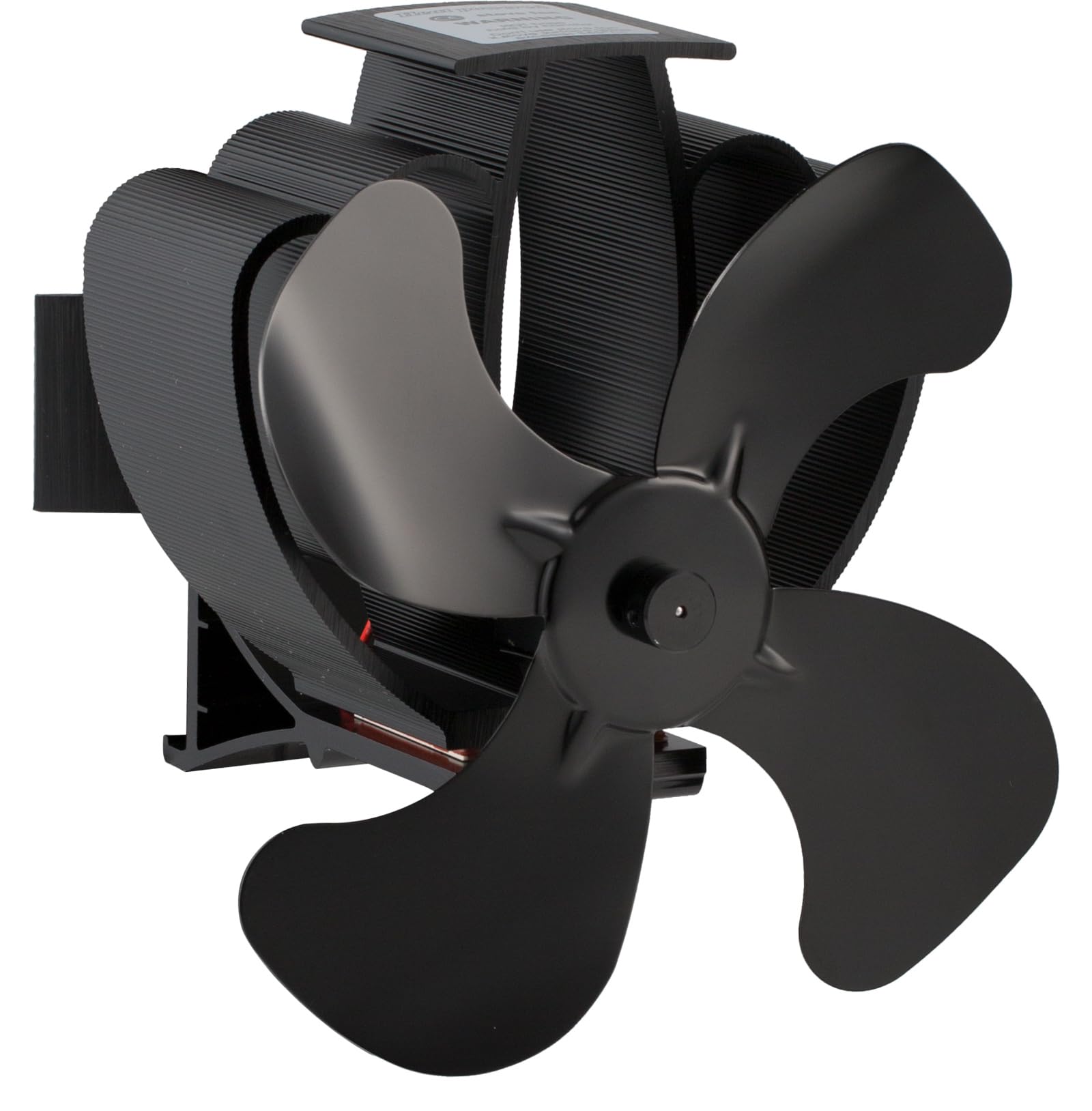 Valo Ofenventilator (Kaminventilator für Ofenrohr, magnetisch, stromlos, geräuscharm, Maße: 18 x 15,2 x 18,3 cm (LxBxH), schwarz) VK000604