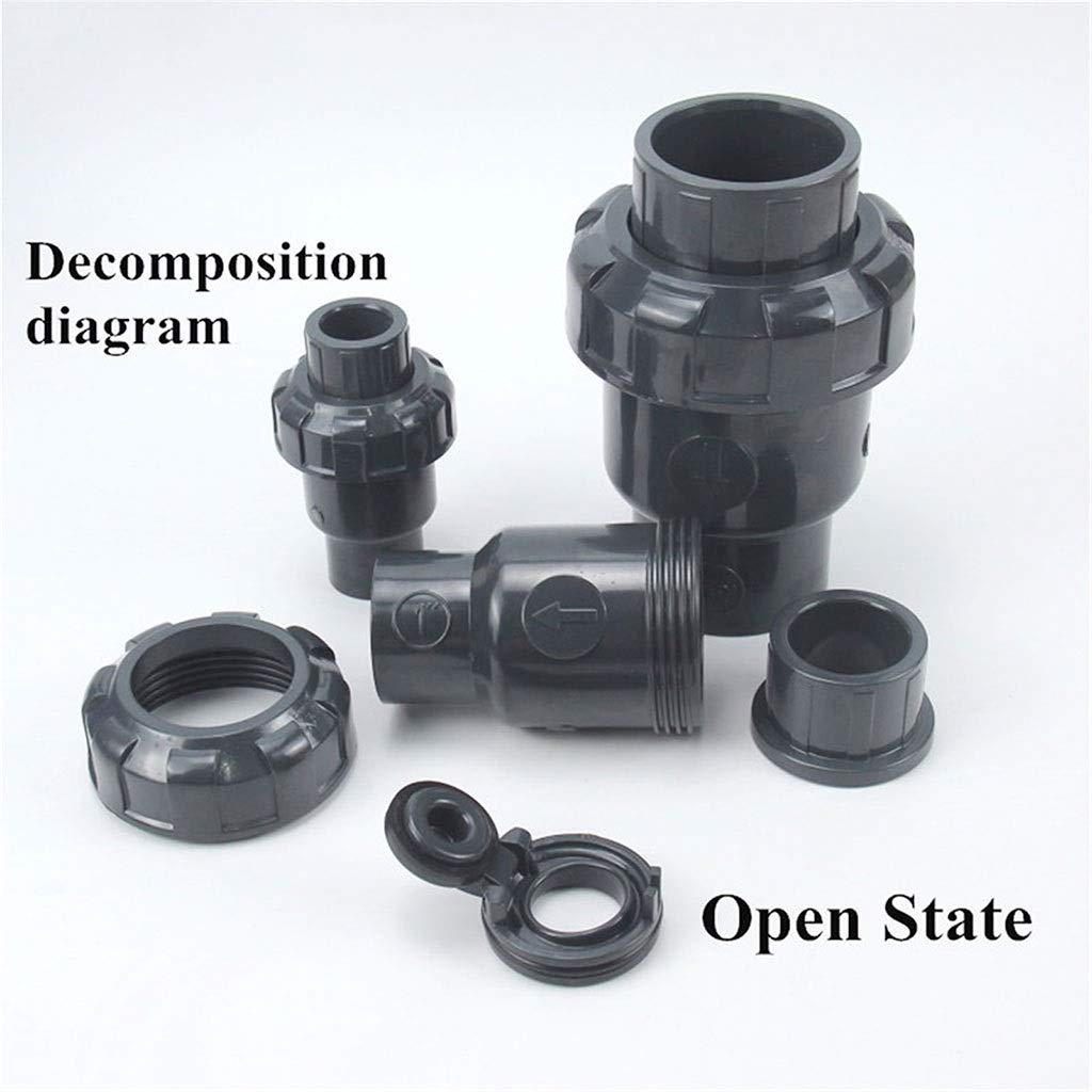 Zawór jednokierunkowy, 20 mm 25 mm 32 mm 40 mm 50 mm Czarny Zawór klapowy zwrotny Upvc Wewnętrzny zawór zwrotny w pionie i poziomie Informacje ogólne(Inner 63mm)