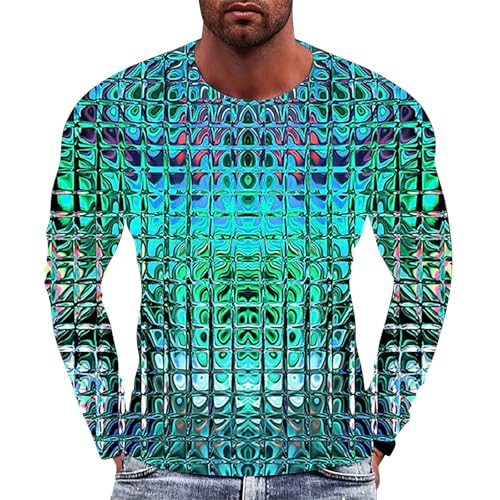 T-shirt imprimé 3D dégradé manches longues coupe ajustée pour homme