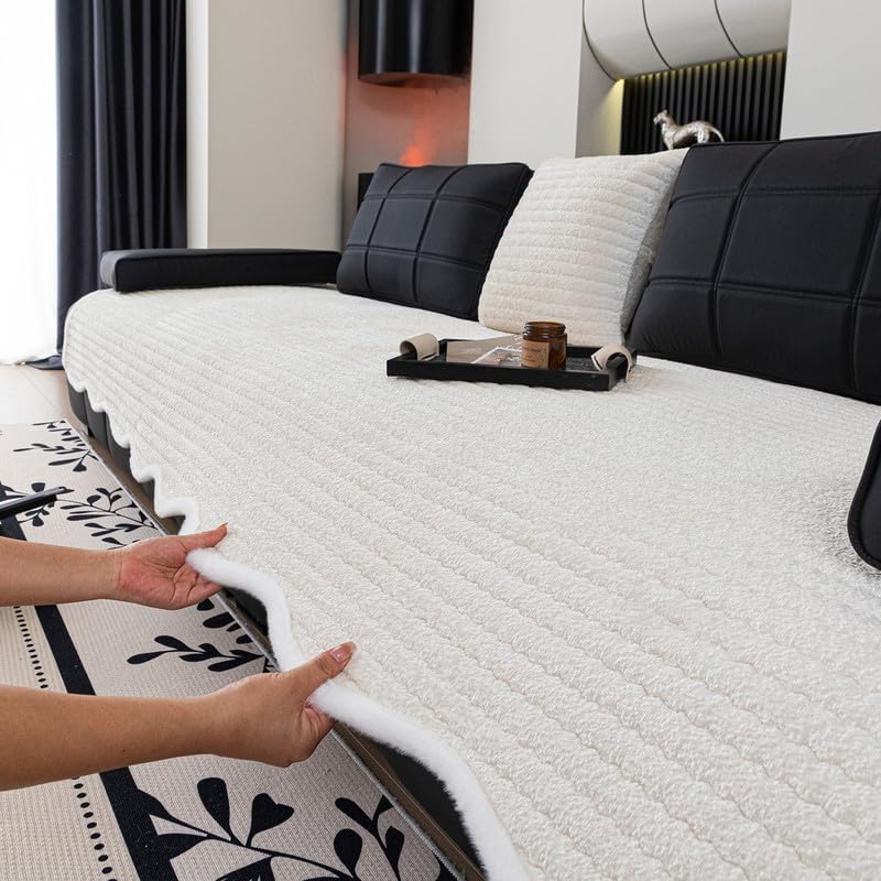 Sectional couch cover with anti-slip silicone grip