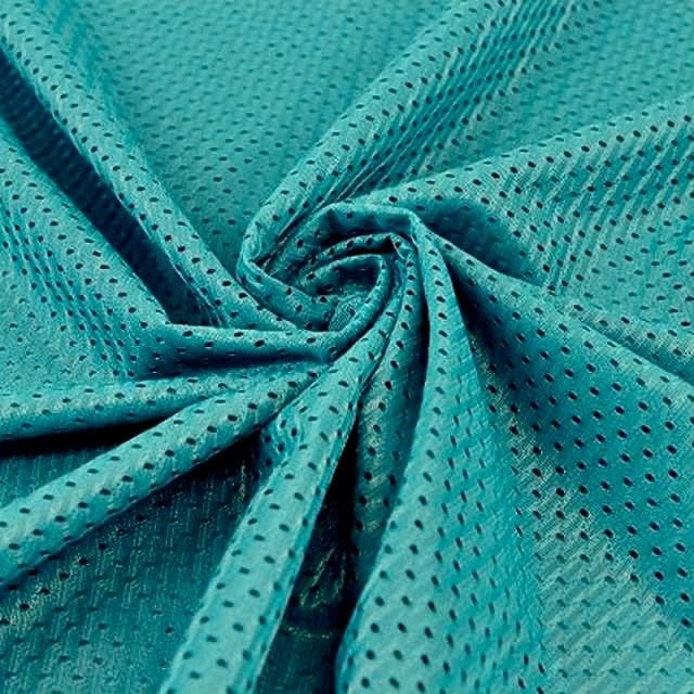 Sawyer Teal Polyester Football Sports Mesh Knit Fabric by The Yard - 10047