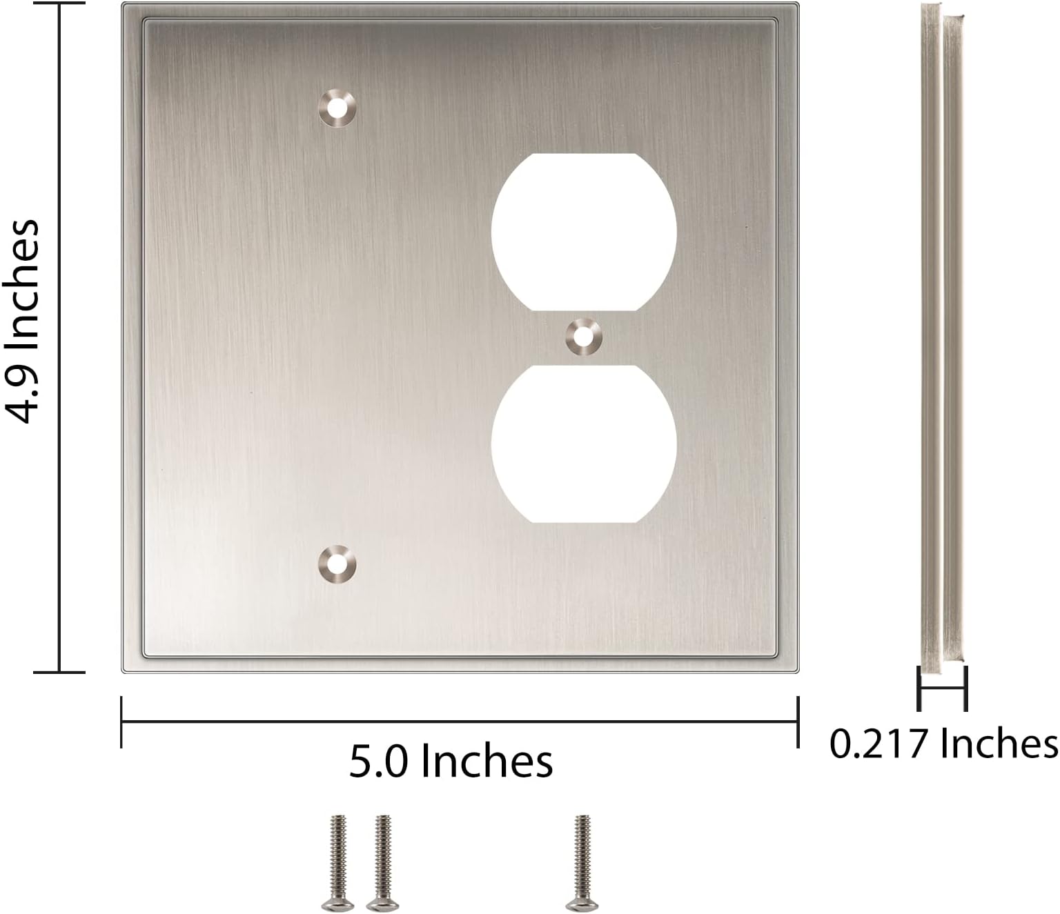 Henne Bery Soft Modern Decorative Wall Plate Switch Plate Outlet Cover (Blank/Duplex, Satin Nickel)