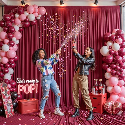 Image of 20x12 FT Burgundy Backdrop Curtain for Parties Wrinkle Free Photo Backdrop Curtains Polyester Wedding Back Drop Cloth Background for Birthday Photography Portraits Pet Photoshoot Prom Decoration