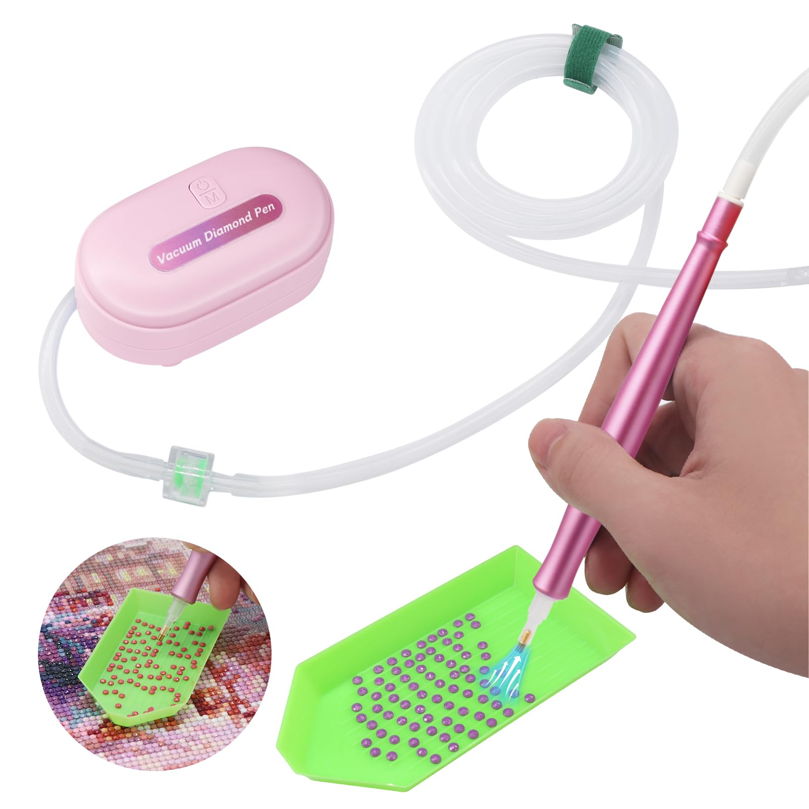 Electric Diamond Painting Pen, Ultra‑Quiet ≤40 dB, 1.5 m Silicone Hose, 3‑Speed Adjustable Suction, USB‑C Fast Charge + Use‑While‑Charging, Aluminum