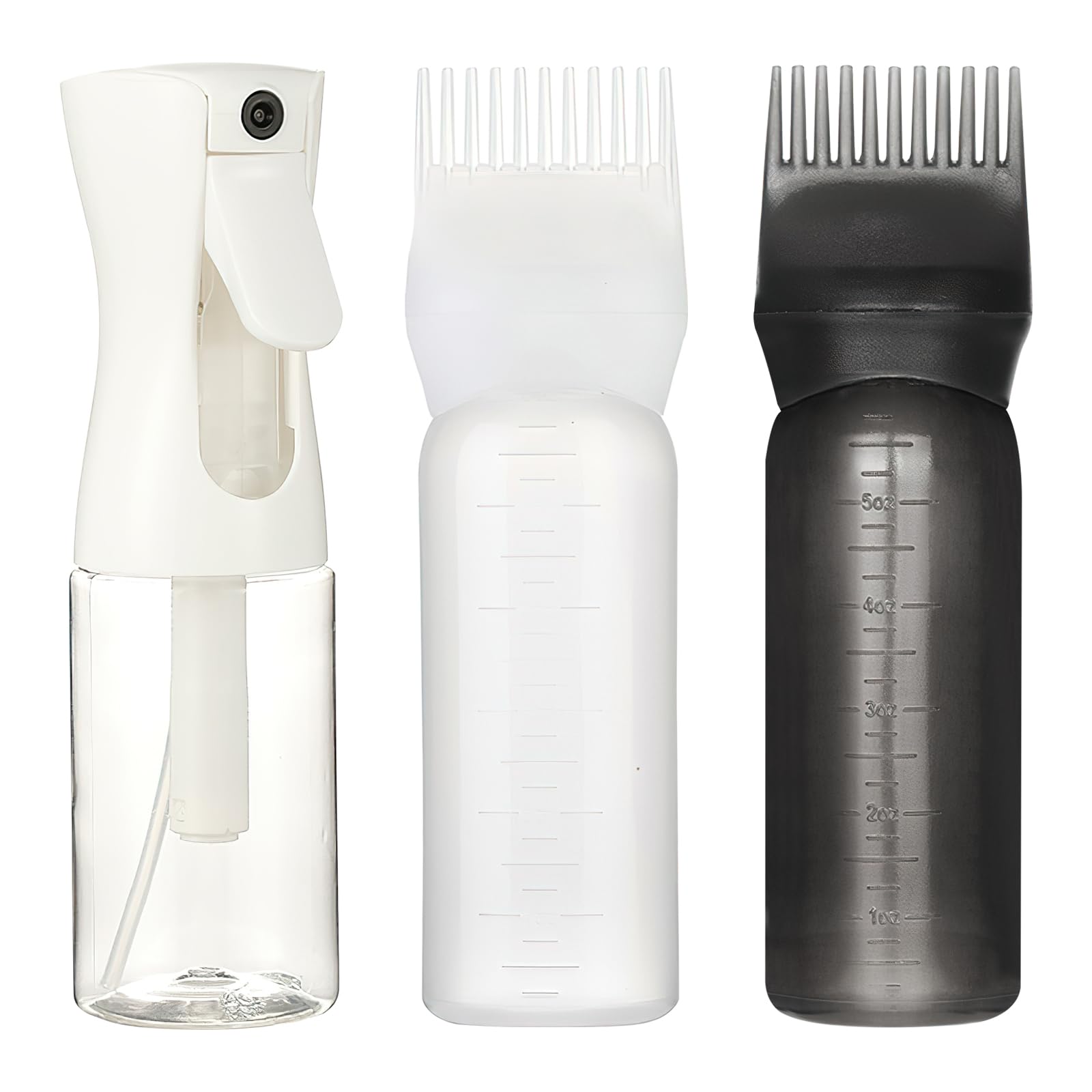 Applicatore Olio Capelli Kit, 2 Distributore Olio Capelli e 1 Flacone Spray Continuo Ultra Fine, Applicatori a Pettine per Capelli, Applicatore per Capelli per Parrucchieri, Tintura e Cura