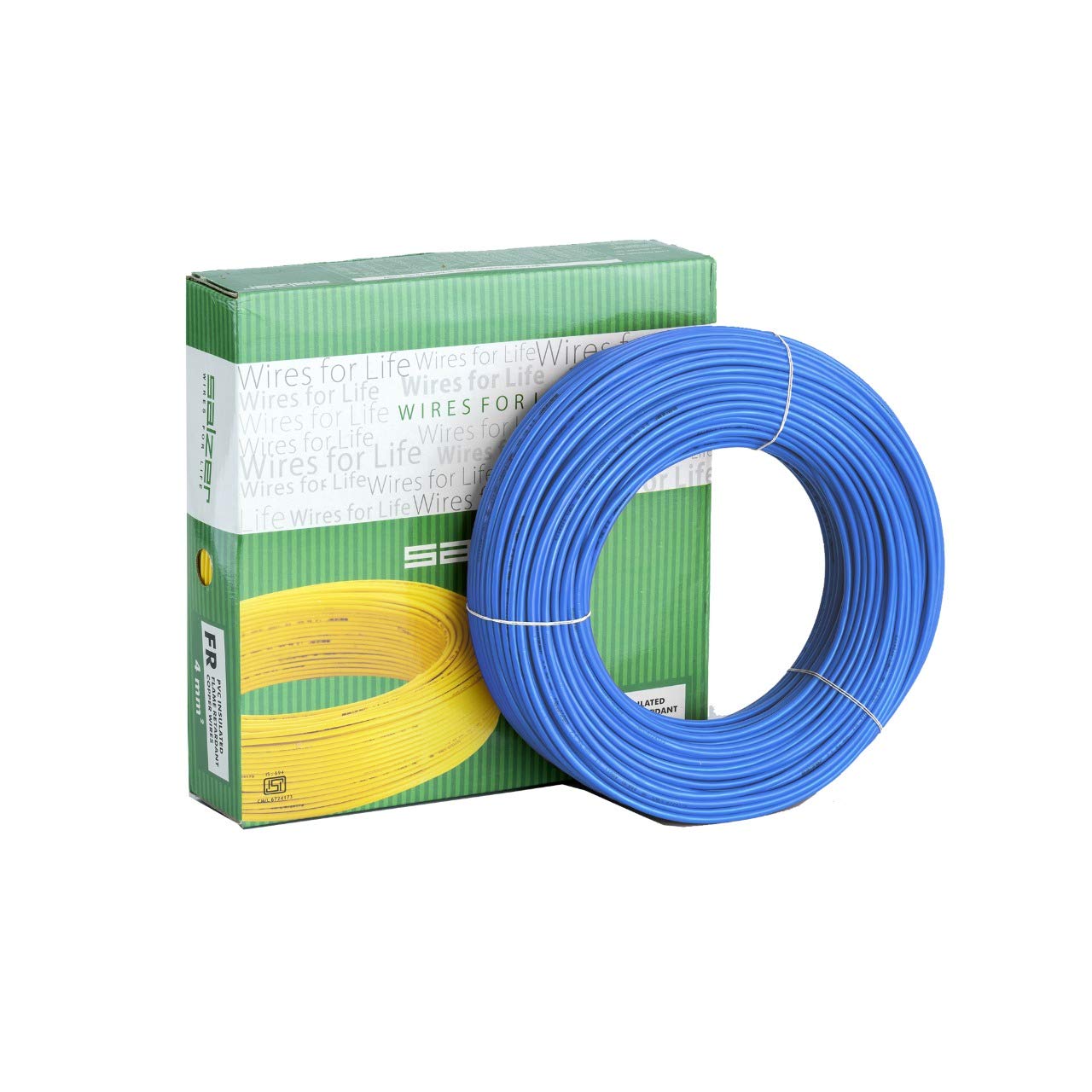 SALZER Flame Retardant Building Wires 1.5 Sq/mm, Blue | 90 Meters PVC Insulated Wires for Home | 99.997% Pure ETP Grade Copper with Low Resistivity | 1100 Volt, RoHS Electric Copper Wire